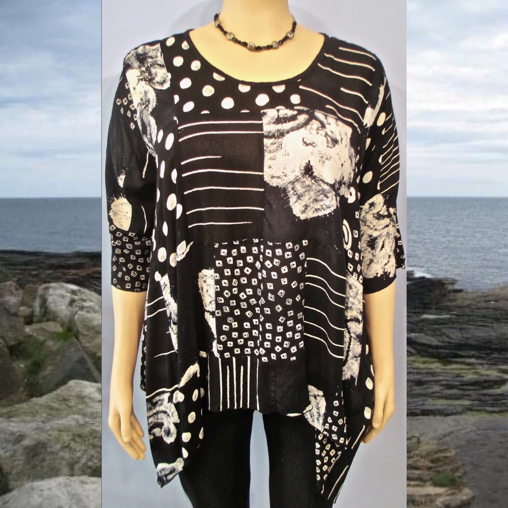 Lyng Designs Black And White Geo Patch Tokyo Tunic